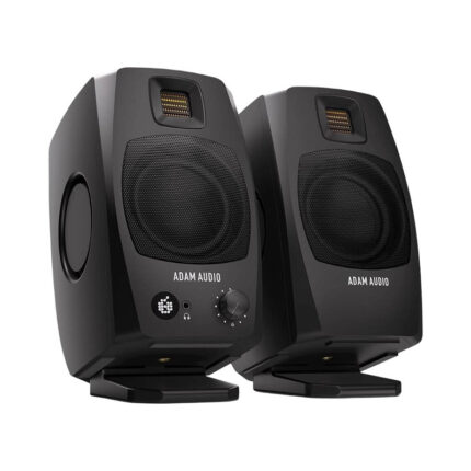 ADAM AUDIO D3V Desktop Speakers, 3.5" Basket Diameter Woofer, D-ART Tweeter Type, Dual-Passive Radiator, TRS Analog Connectors, Single-Piece Aluminum Cone Material, Black | D3V-Black